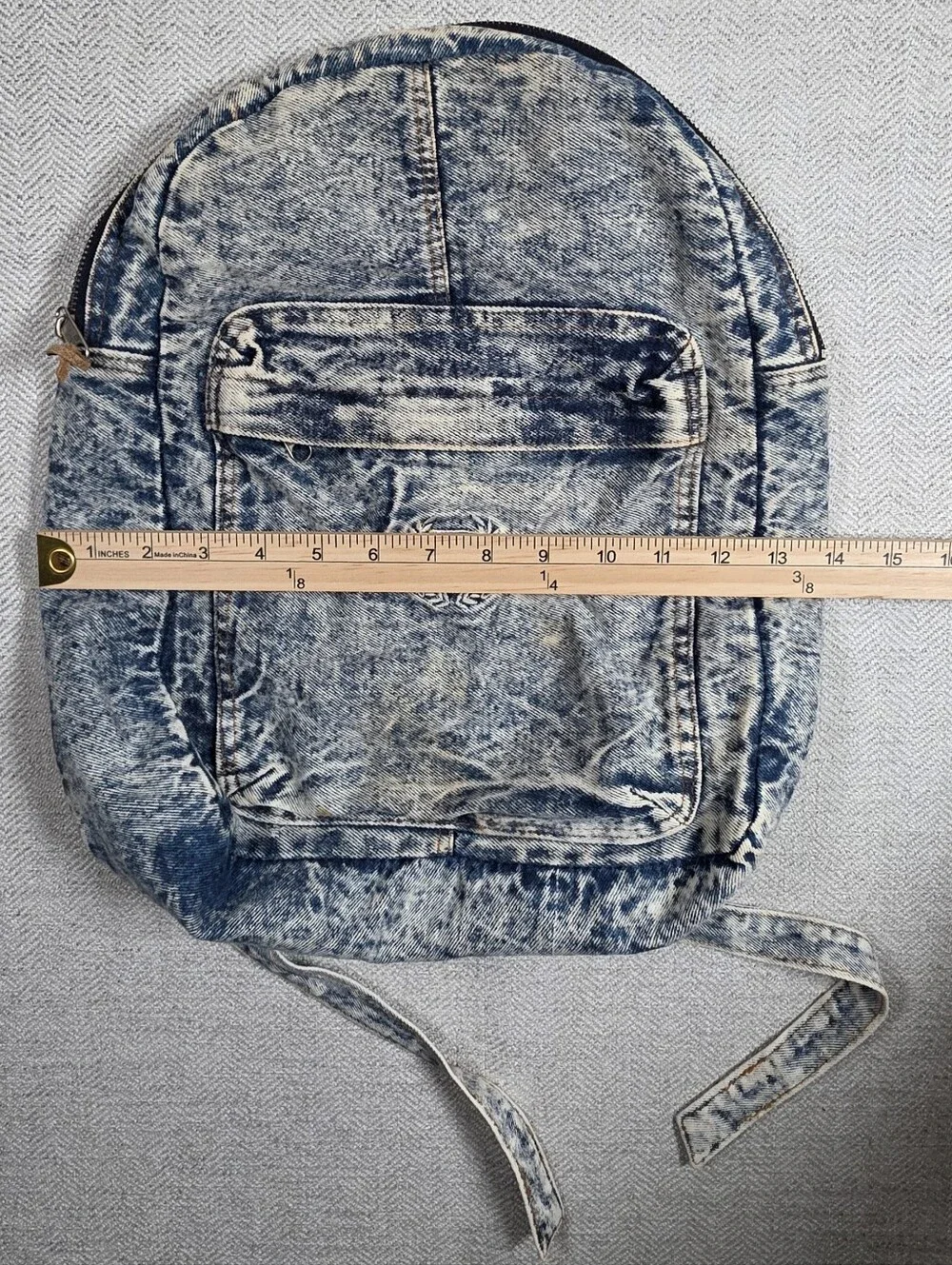 PC Classics Acid Wash Denim Mini Backpack Rucksack Small Distressed